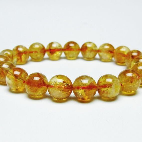 シトリンクォーツ ブレスレット 虹入り 10mm シトリン ブレス 一点物 メール便可 [M便 1/10] 111-46108