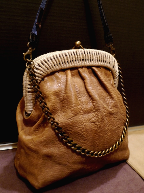 レア◆MARNI マルニ がま口デザイン チェーンショルダー 2Way レザー ハンド バッグ◆