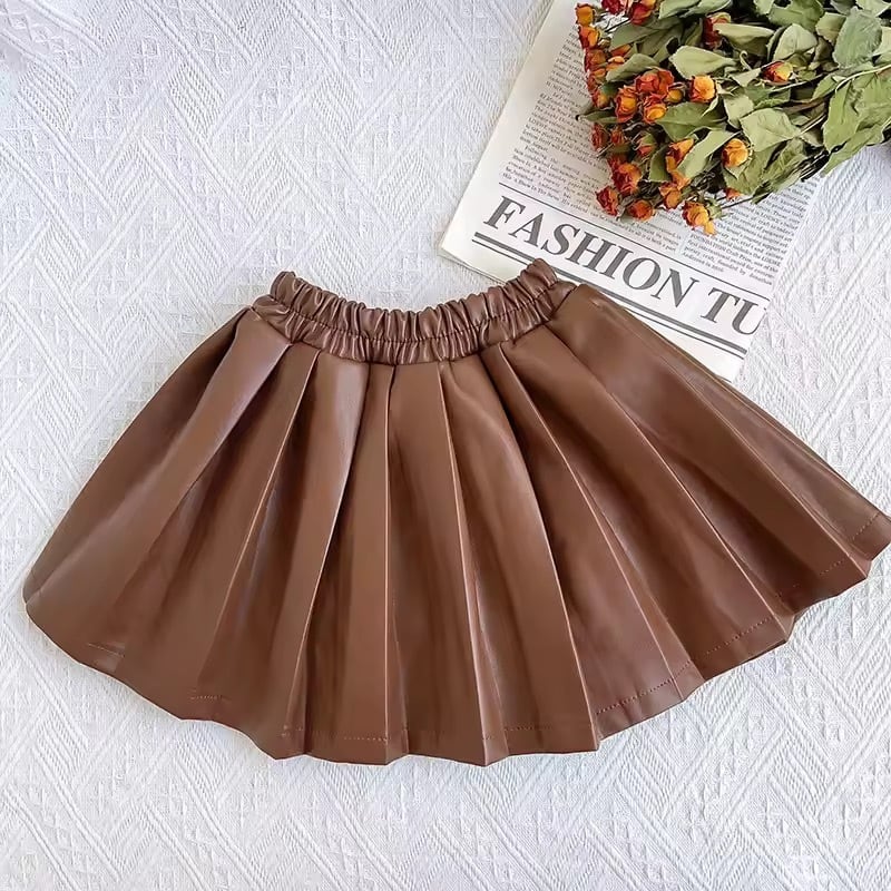 レザー風プリーツミニスカート