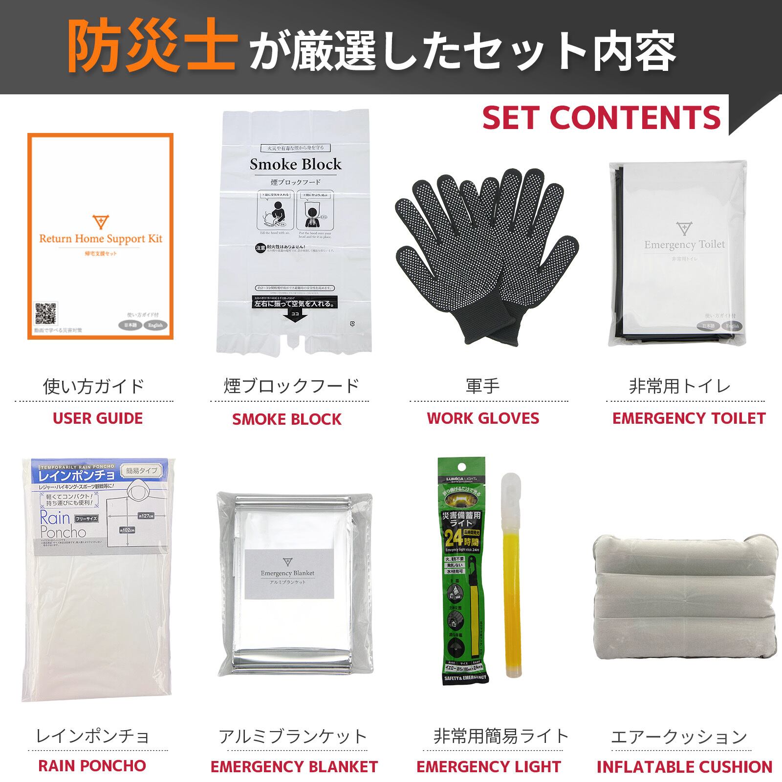 帰宅支援セット A5サイズ フラバ 一晩過ごす用 防災セット 一人用 帰宅