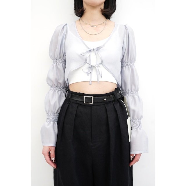 [yolifu] (ヨリフ) yo-23SS-08 Shirring Sheer Cardigan (blue)