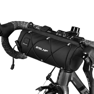 【在庫処分】自転車フロントバッグ ハンドルバーバッグ 防水 小型軽量 ロードバイク/マウンテンバイク用 ショルダーストラップ付き 小物収納 取り付け簡単 (ブラック)