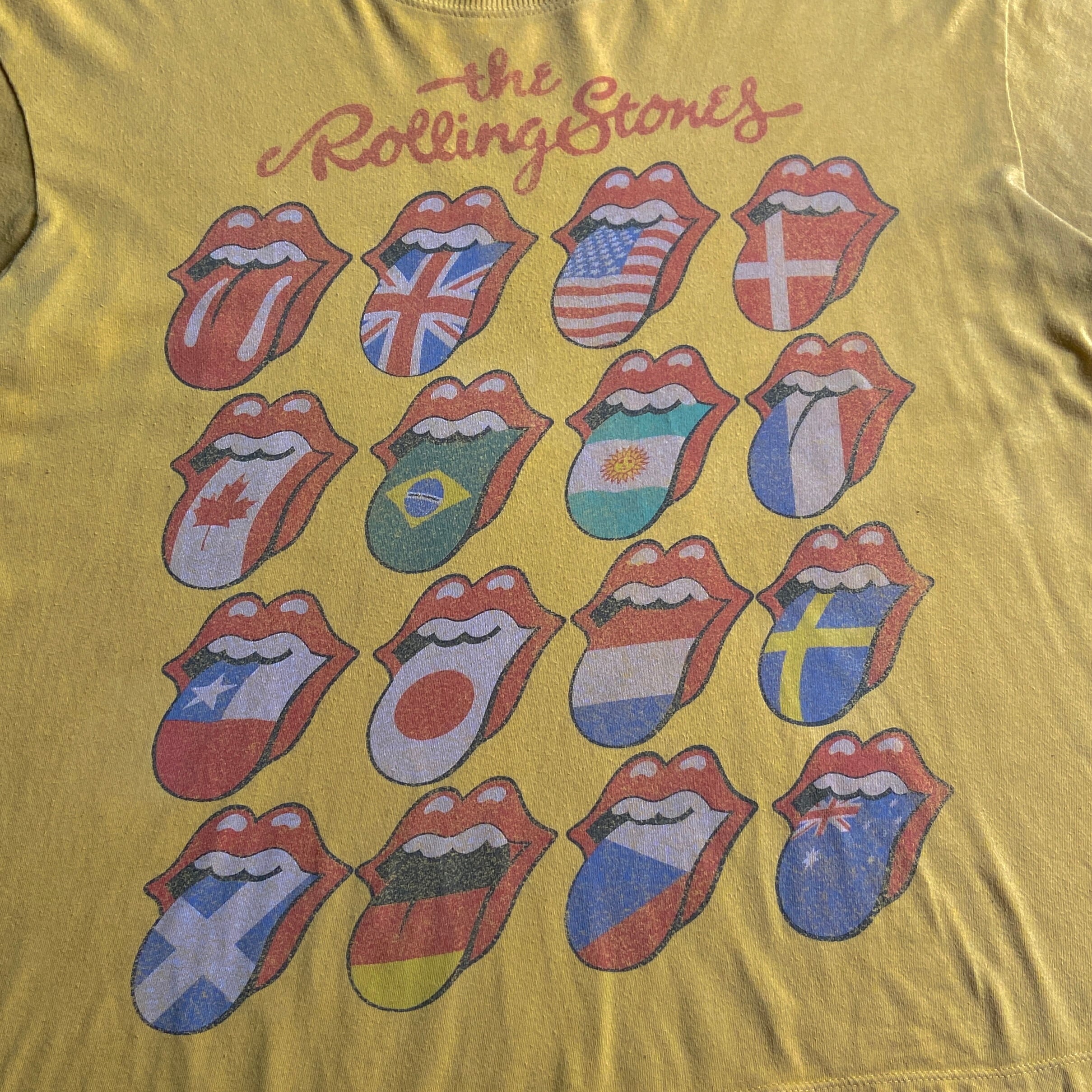 古着　The Rolling Stones Tシャツ イエロー The Rolling Stones ローリングストーンズ バンドTシャツ メンズM 古着