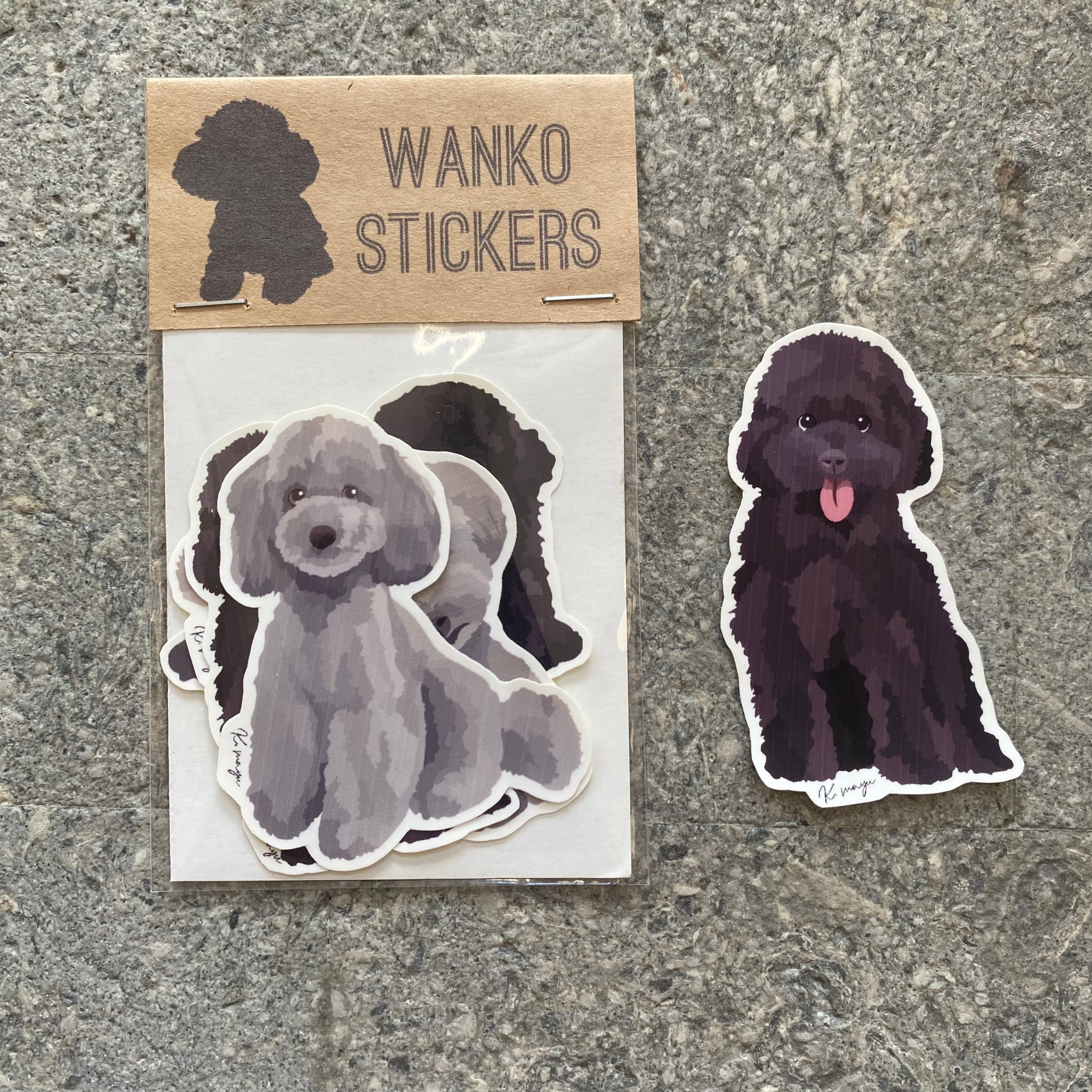 耐水】TOYPOODLE STICKERS black.silver / トイプードル ブラック