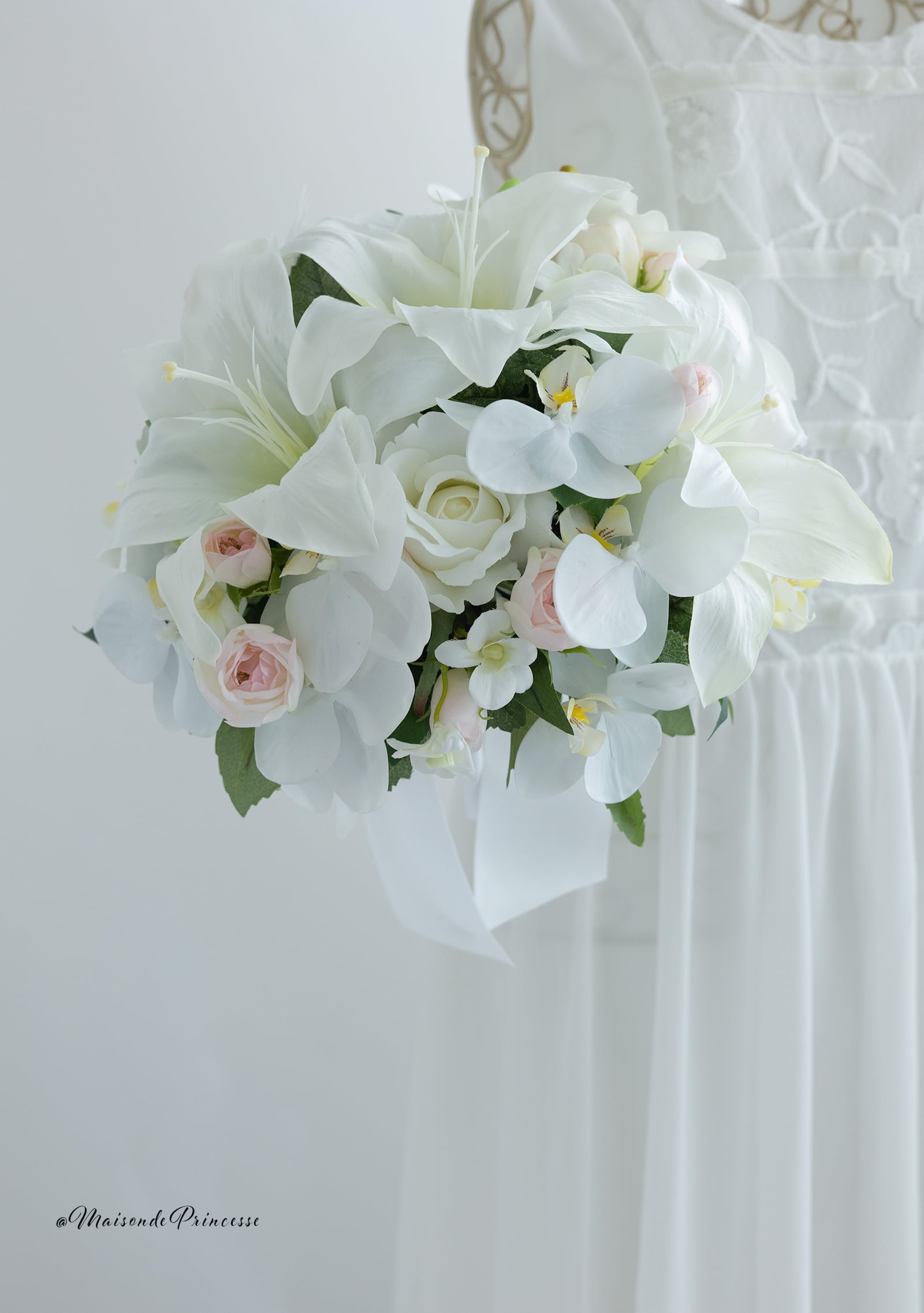 幸福が飛んで来る✳︎純粋な愛】 胡蝶蘭のブーケ ブートニア 髪飾り 2