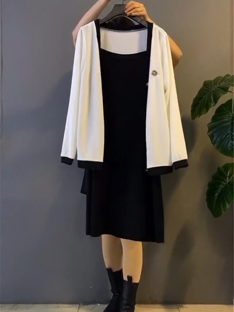 スカート カーディガンコート スリムドレス 大きめサイズ ミックスインファッション17824709752