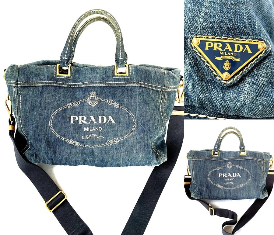 PRADA　CANAPA　DENIM プラダ　カナパ　デニム　 インディゴ　トート ショルダー ハンドバッグ　2way BN2069 | brand  cross tokyo powered by BASE