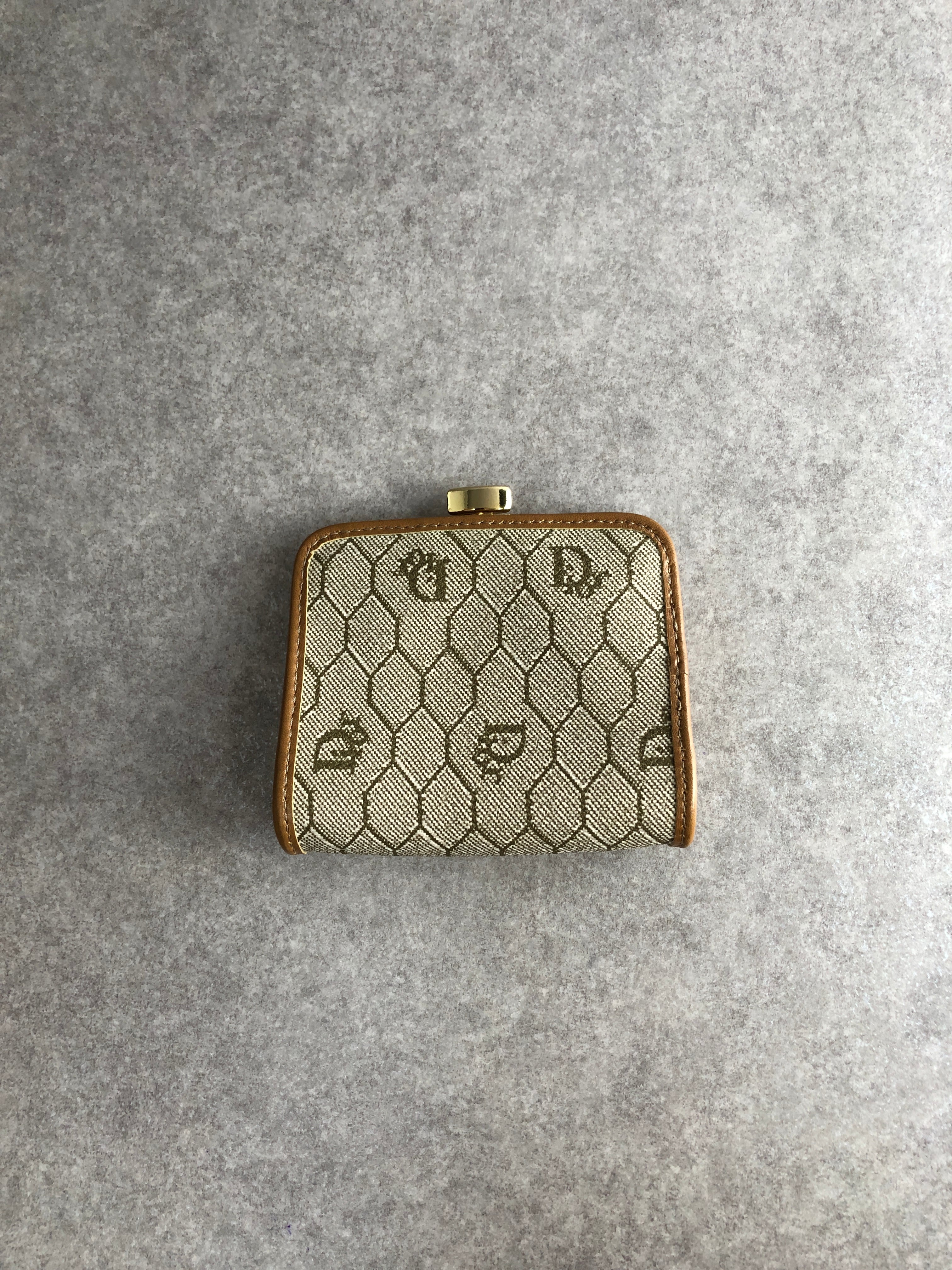 クリスチャンディオール ヴィンテージ ハニカム柄 キャンバス ケース 財布 Christian Dior クリスチャン ディオール ハニカム柄 財布 ベージュ