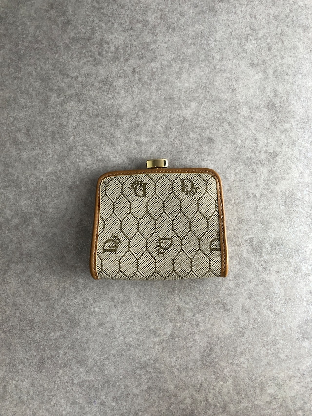 Christian Dior クリスチャン ディオール ハニカム柄 財布 ベージュ ロゴプレート PVC コインケース vintage ヴィンテージ オールド ds7dx5