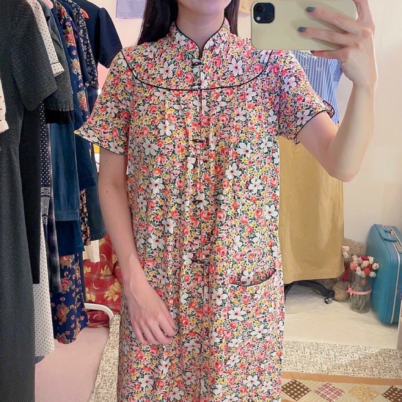 flower toggle button neglige one-piece