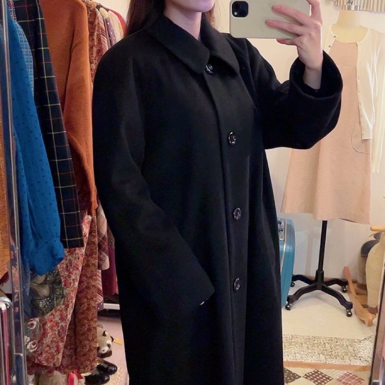 black cashmere long coat