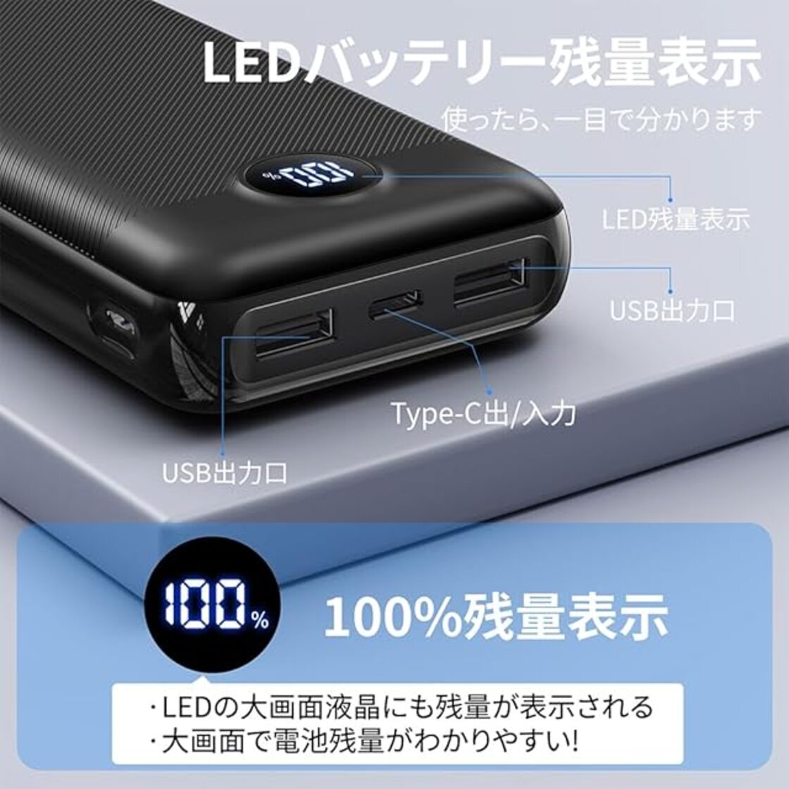 空調作業服 モバイルバッテリー 40000mAh大容量&5V 2A安定出力&ファン 