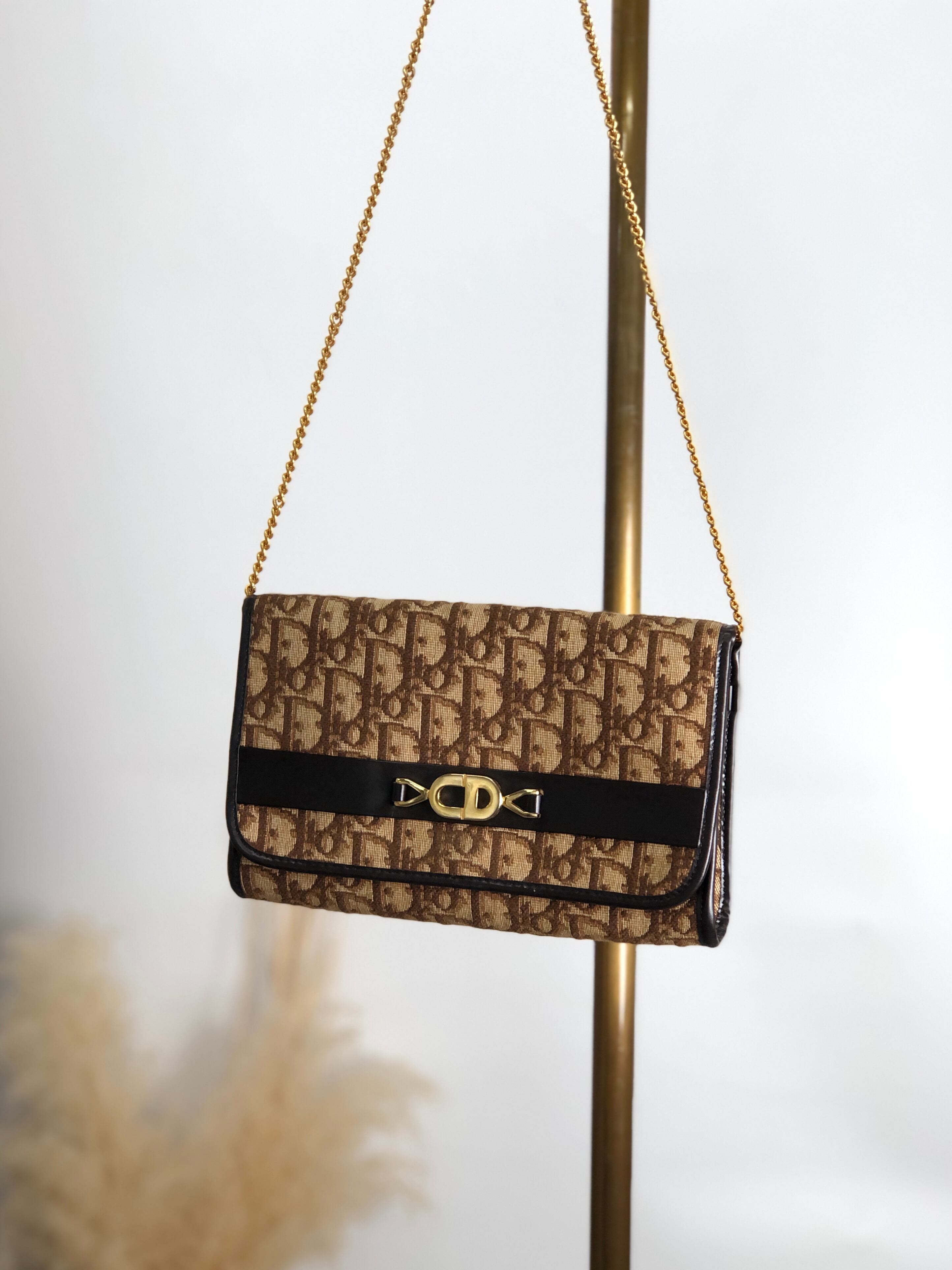 クリスチャンディオール トロッター チェーンショルダーバッグ 茶