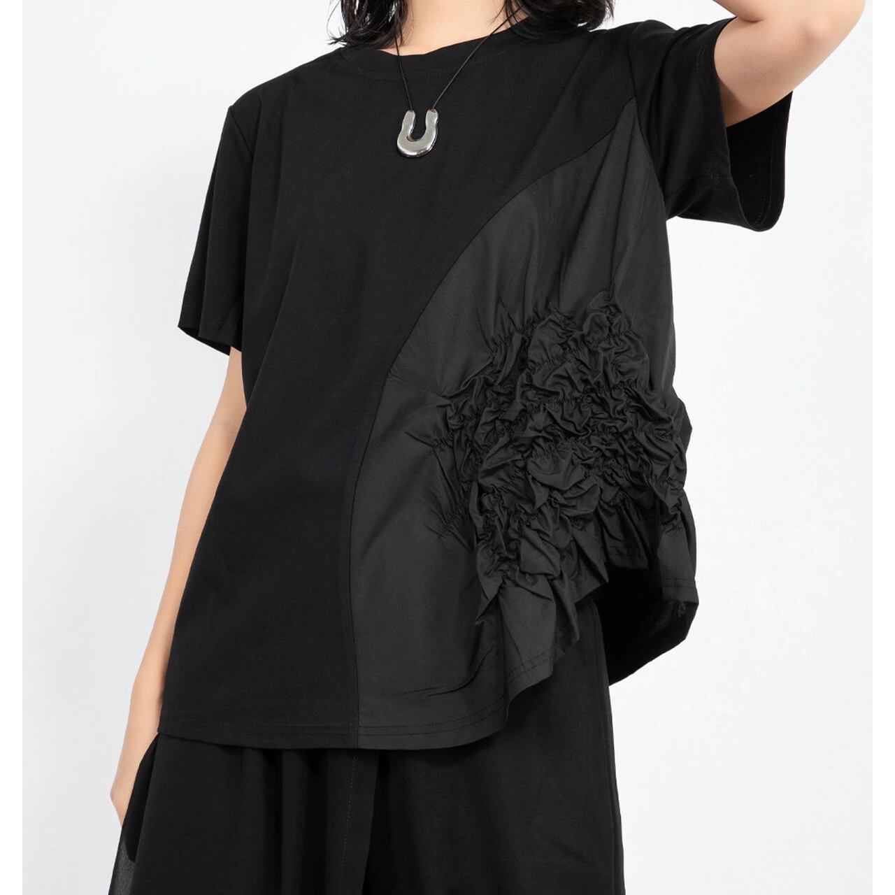 アシンメトリーシャーリングTシャツ R0751