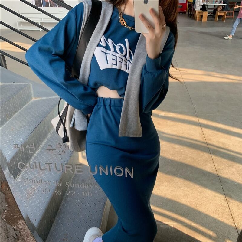 スタイルラウンドネックルーズセーター スカート Oネック ドラファッションホール46690820973