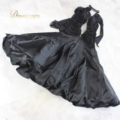 社交ダンス 衣装 FASHION PARK ファッションパーク ドレス スタンダード ブラック系 ラインストーン 黒 レース チョーカー スタンダードドレス フロート 長袖 パーティドレス ダンスパーティー ステージ衣装 発表会 きれいめ 上品 気品 エレガント かわいい 大人っぽい 華やか キラキラ 刺繍 チョーカー風 舞台衣装 ダンス衣装 フォーマル サイズM Mサイズ 背面ファスナー ポリエステル 伸縮性あり 胸パッドあり
