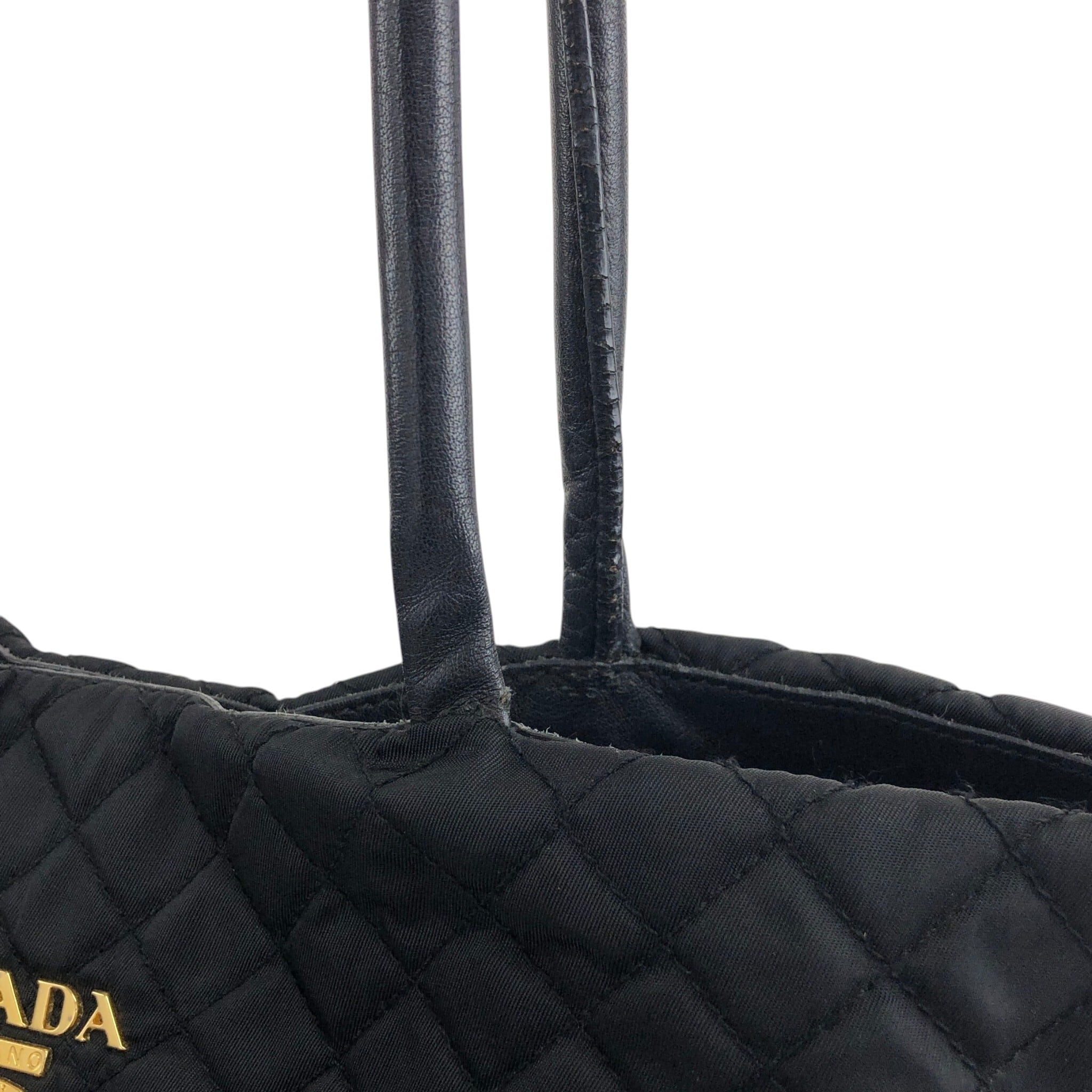 PRADA プラダ ハンドバッグ ブラック ロゴ キルティング トートバッグ