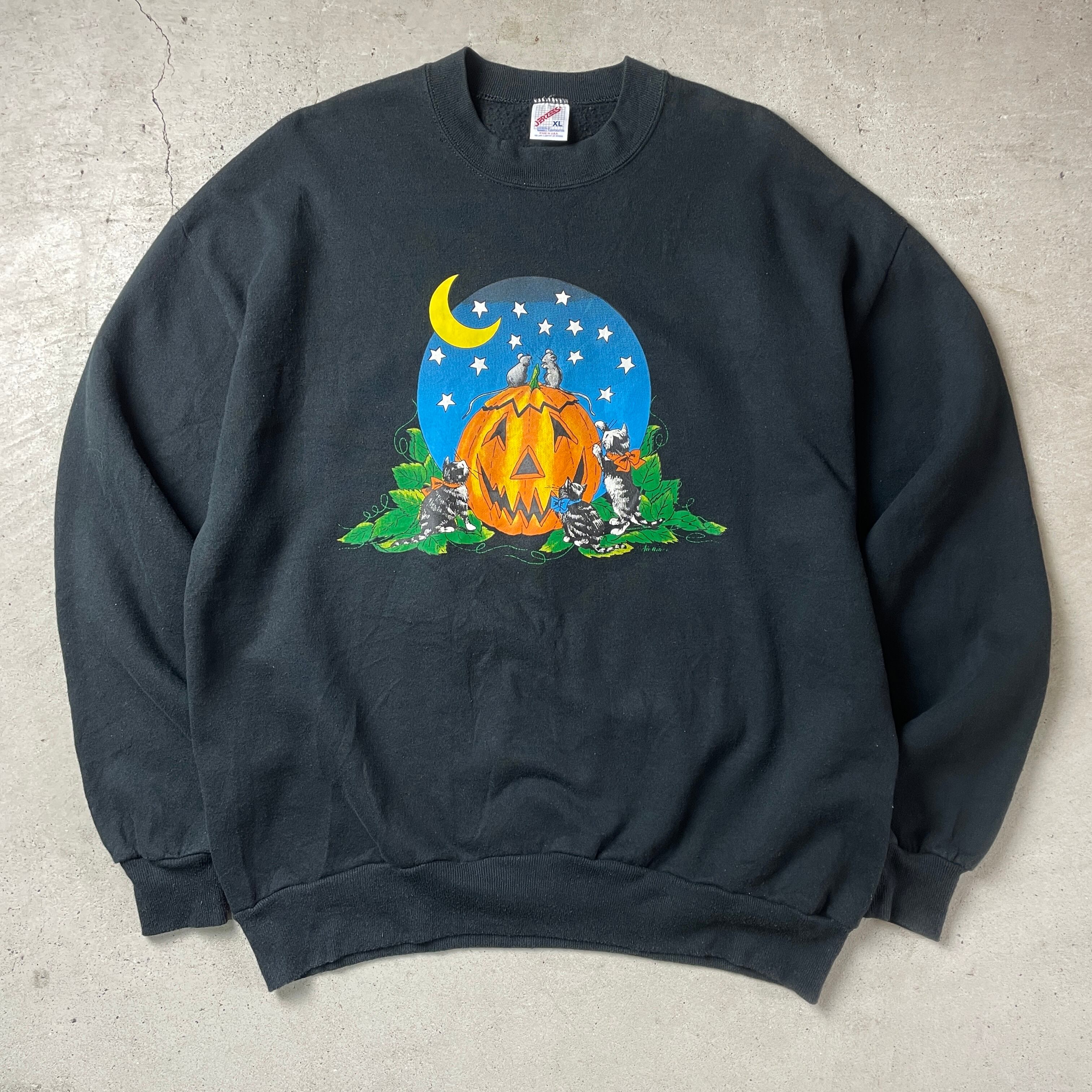 90年代 USA製 ハロウィン かぼちゃ 猫 ネズミ アニマルプリント