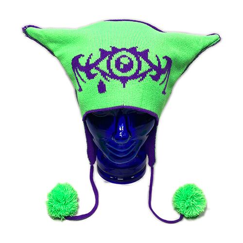 ADULT VIRUS リバーシブルビーニー Sad 3rd Eye 紫 × 緑 AV「 Sad 3rd Eye 」Reversible Beanie | ADULT VIRUS®️