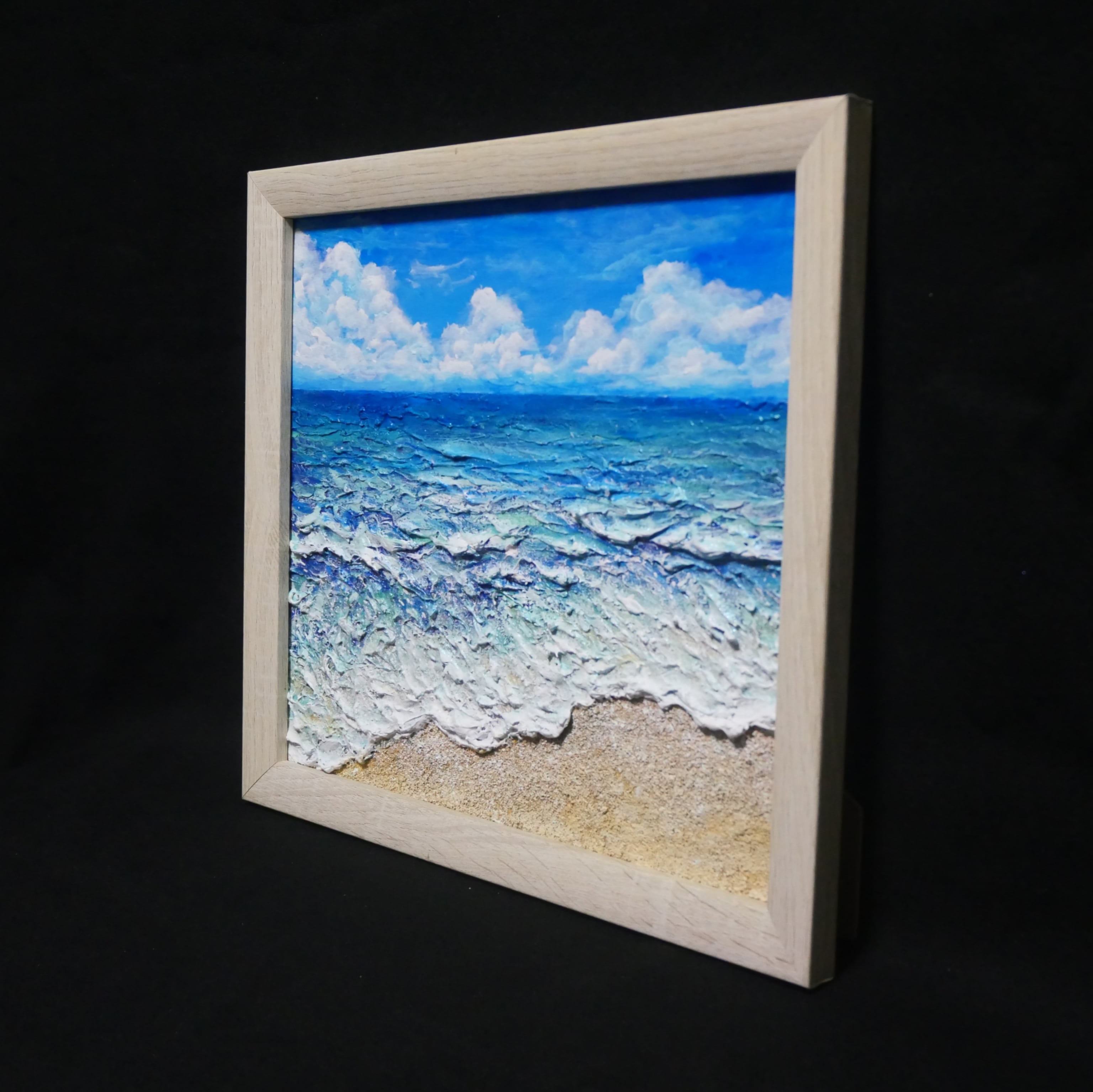 原画】油絵『潮騒の記憶』夏の海の立体アート 額装込み | HIROSHI1990
