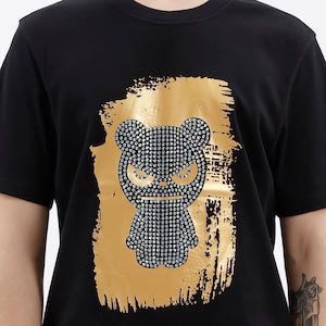 【HIPANDA ハイパンダ】メンズ Tシャツ MEN'S RHINESTONE PANDA SHORT SLEEVED T-SHIRT / BLACK・GREEN