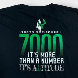 【PORT&COMPANY】3XL ビッグシルエット　FLAGSTAFF高校 バスケットボールチーム ロゴ プリント Tシャツ バックプリント 黒t 半袖 US古着