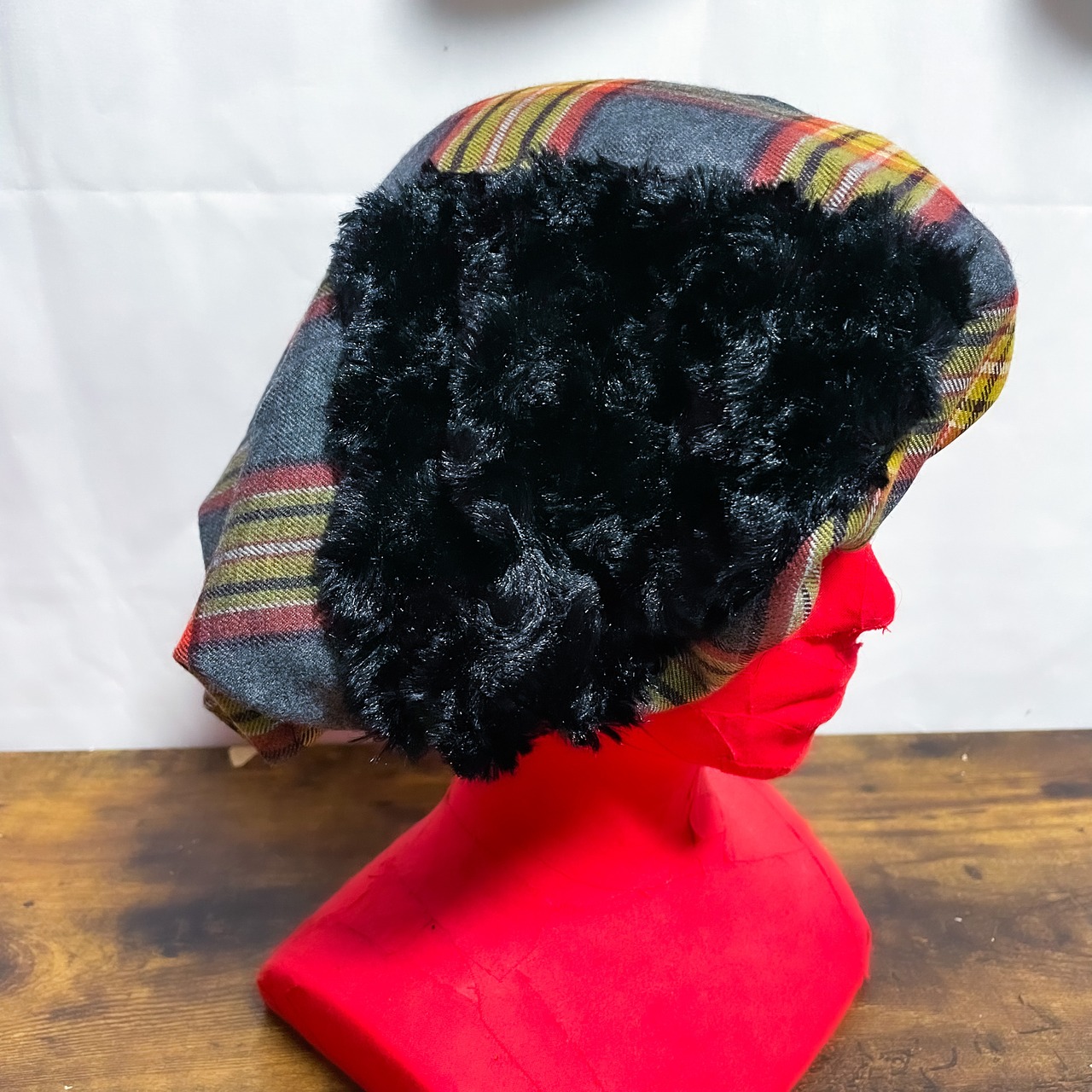 UNFINISHEDレトロチェック　ビッグシルエットベレー帽
