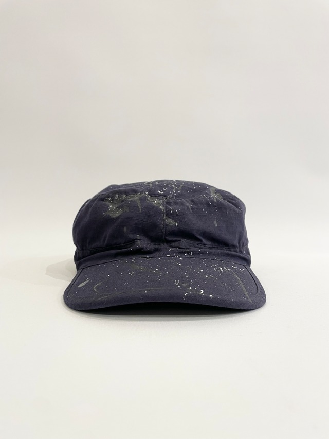 TrAnsference military cap - midnight object dyed with dripping effect