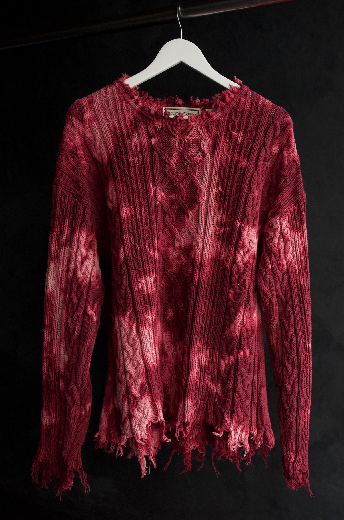 Marle Raspberry Coloured Sweater US 2010s - Raspberry color overdyed broken sweater | FOLLIEE.