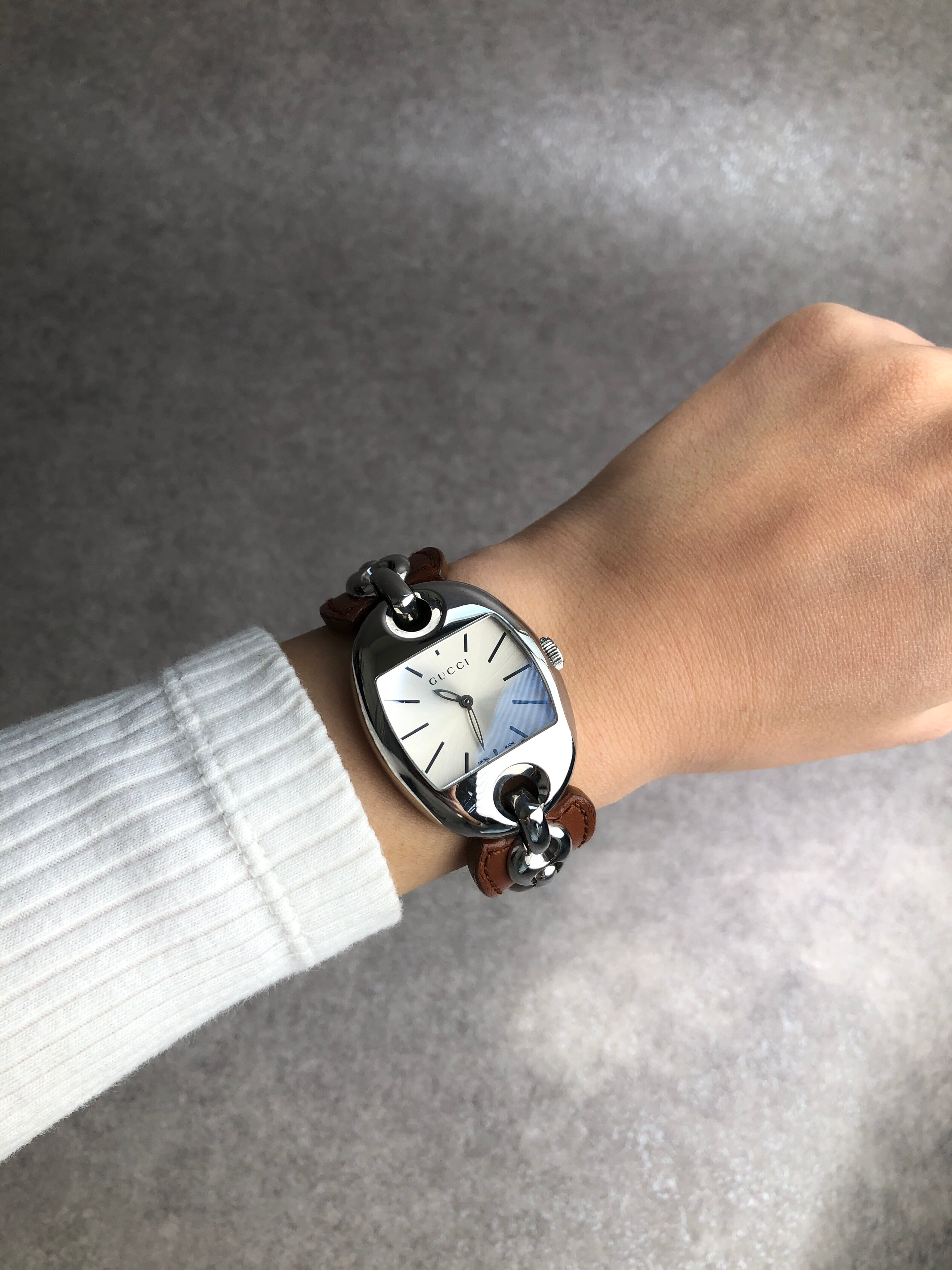 GUCCI グッチ マリーナチェーン 腕時計 シルバー×ブラウン ステンレス