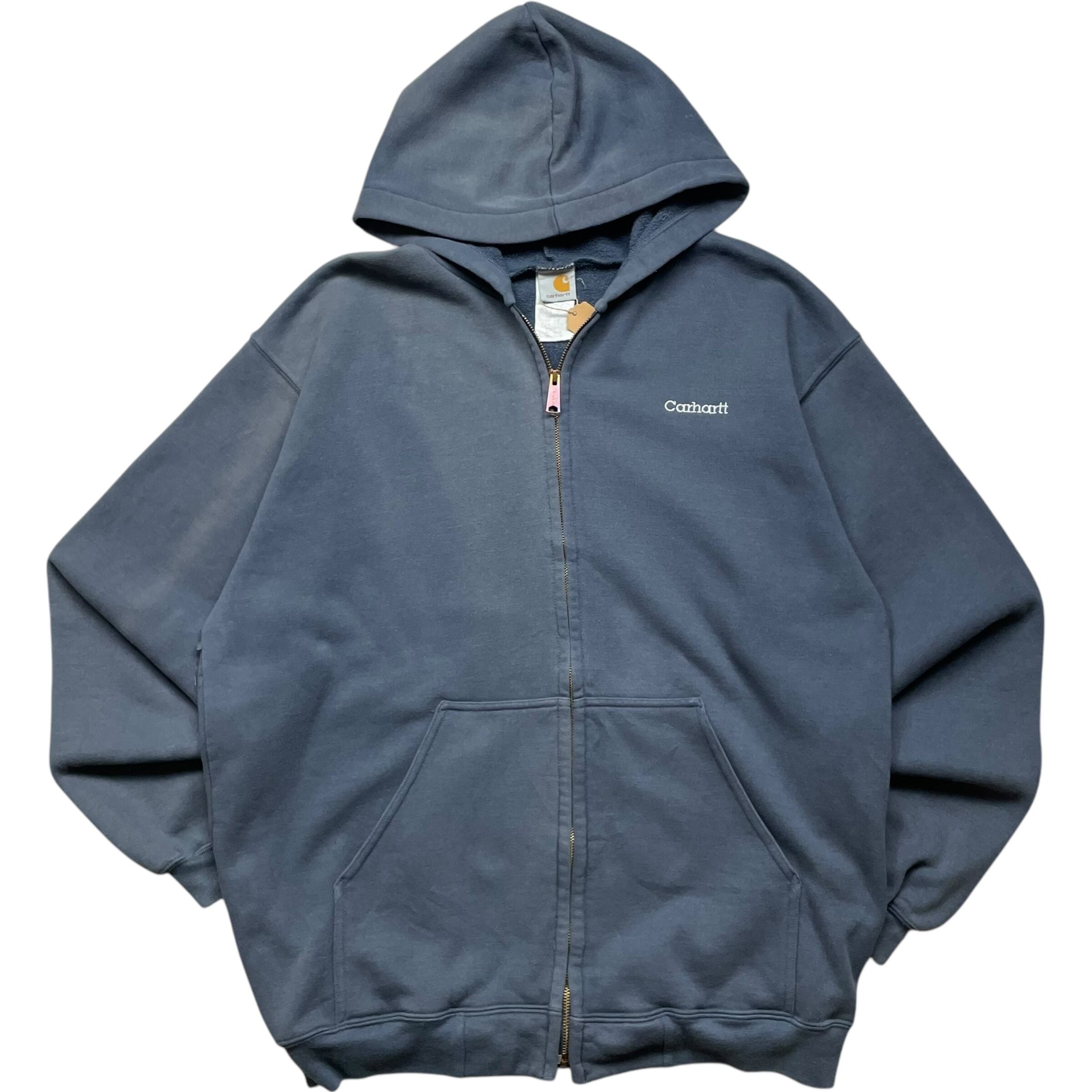 《XXL》 Carhartt カーハート ジップアップパーカー フェード 刺繍 ワンポイント ネイビー no.6253
