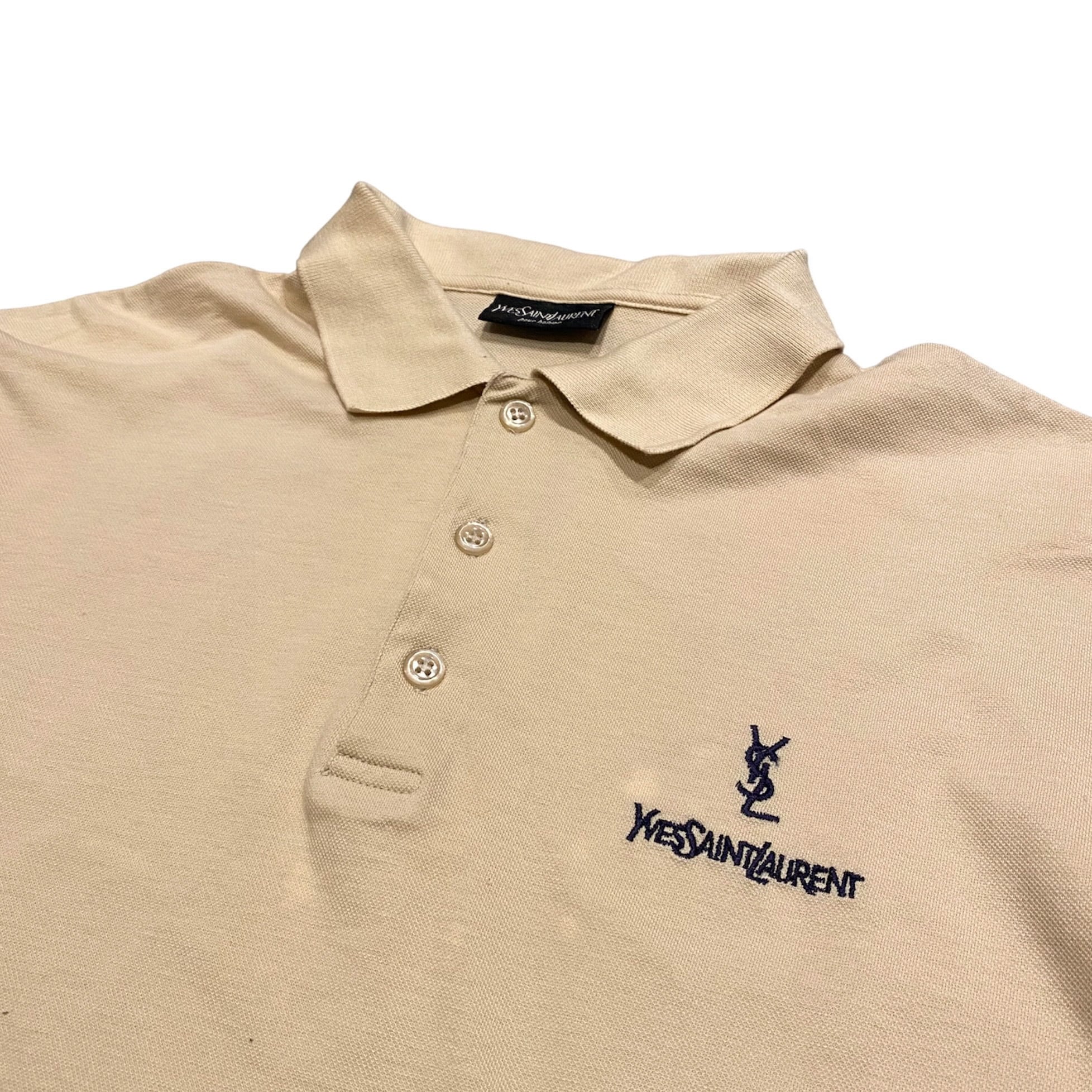 Yves Saint Laurent S/S Polo Shirt / イヴサンローラン ポロシャツ ワンポイント ベージュ 古着 ヴィンテージ