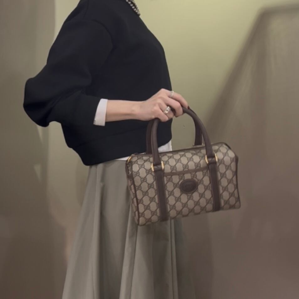GUCCI】2045 GGスプリーム GG スクエアボストン ハンドバッグ