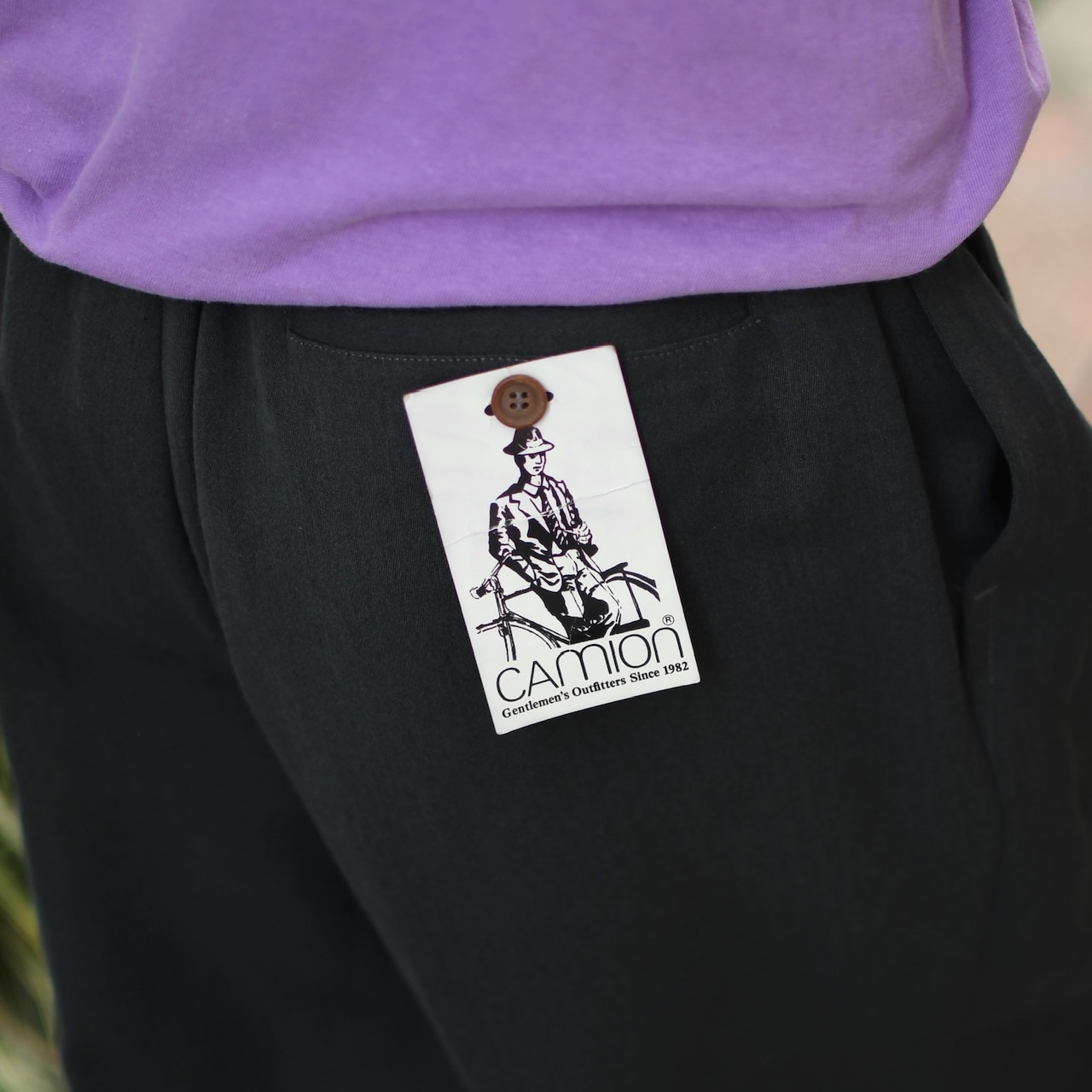 CAMLON balloon silhouette 2tuck slacks charcoal gray