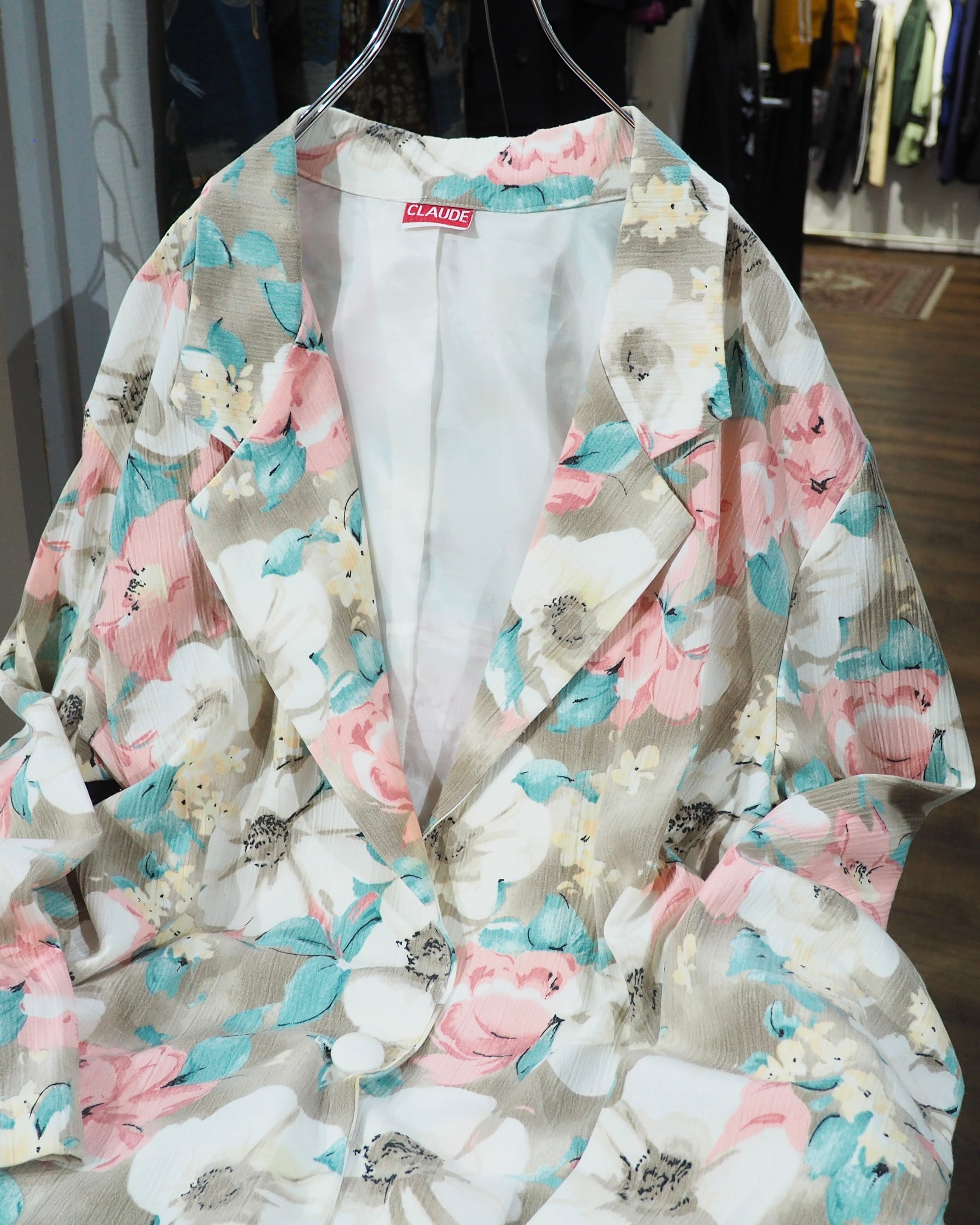 Beautiful Flower pattern vintage loose Easy Tailored Jacket