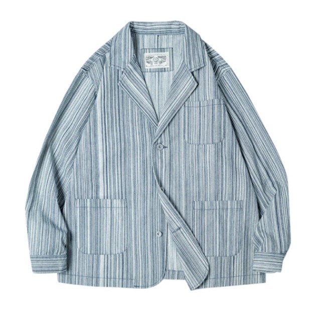 Men's Denim Stripe 3 Single Breasted Button Blazer