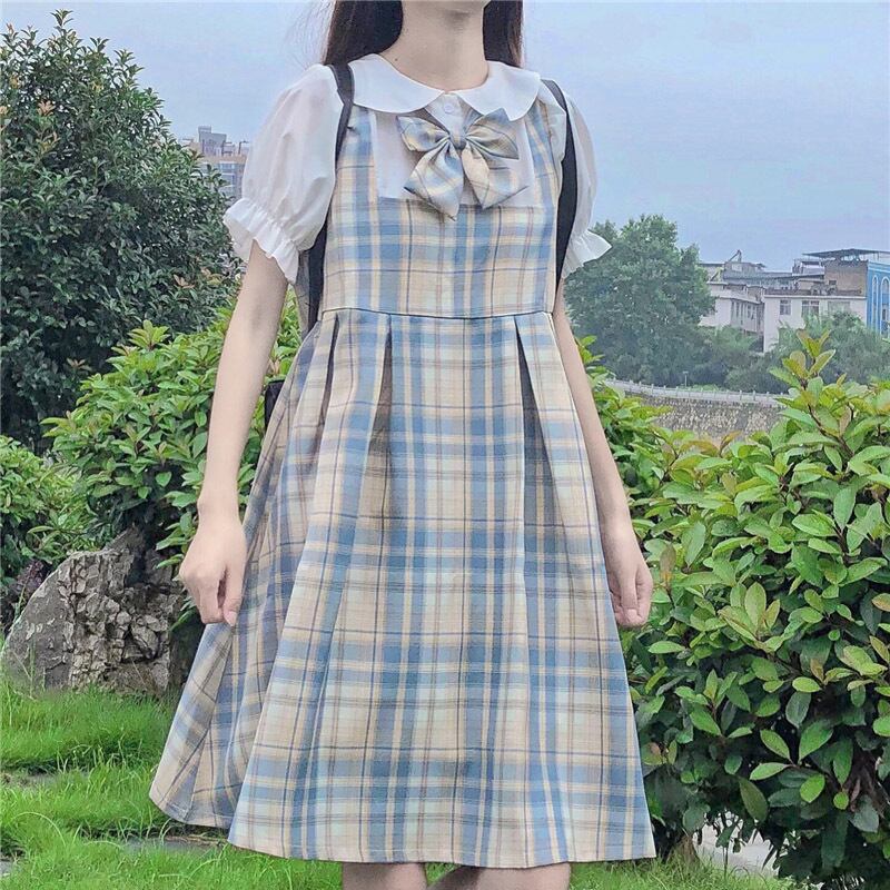 レッドスカート スプリングスタンダード格子柄ドレス 薄手 レトロ 春物 萌量不足90748739254