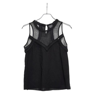 シャネル ココマーク メッシュ トップス ノースリーブ ブラック ラインストーン レディース CHANEL 【中古】