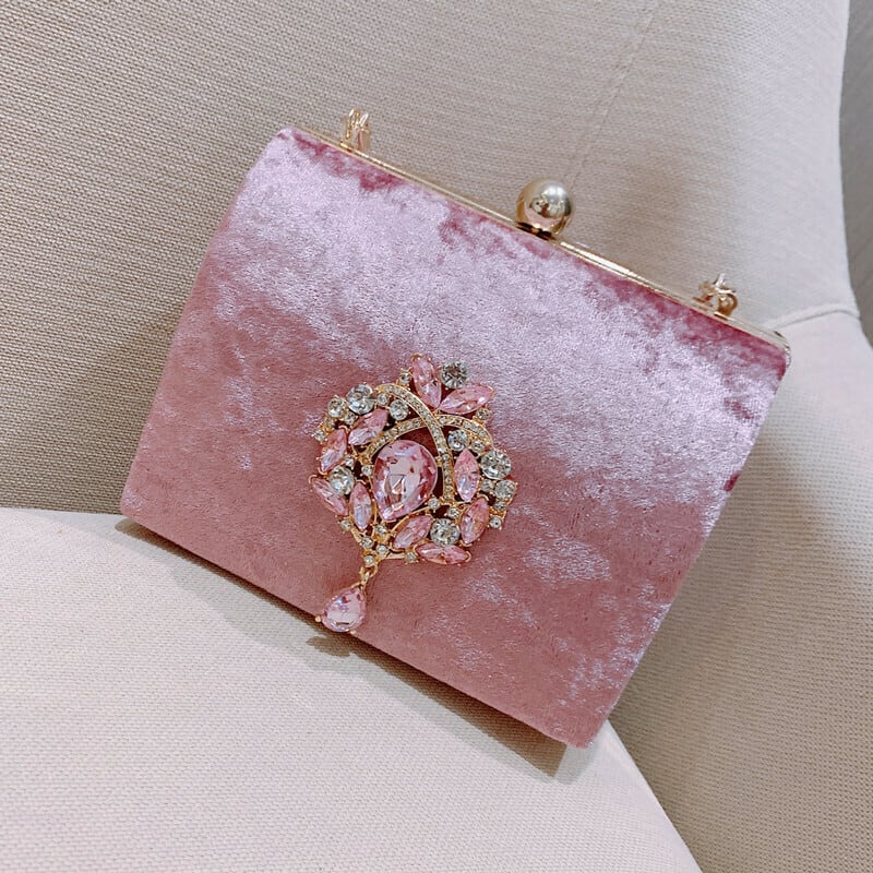 ベルベット 刺繍 パーティーバッグ 結婚式バッグ 手持ちショルダー