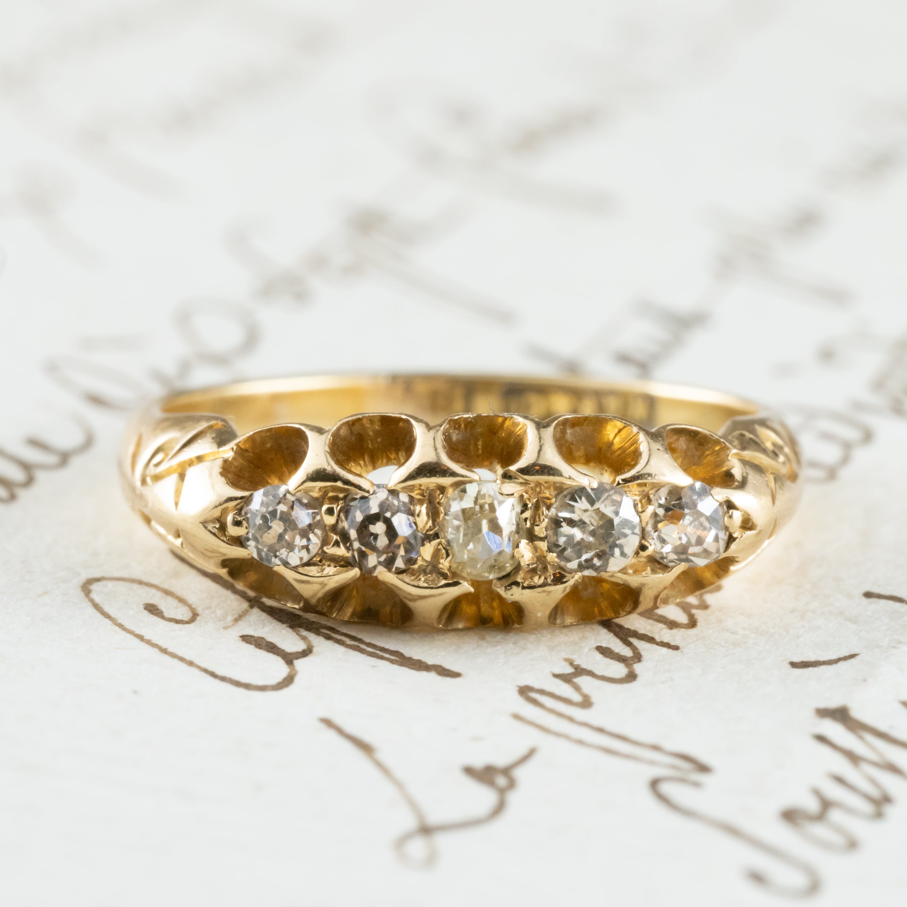 イギリス アンティーク リング K18 オールドヨーロピアンカット