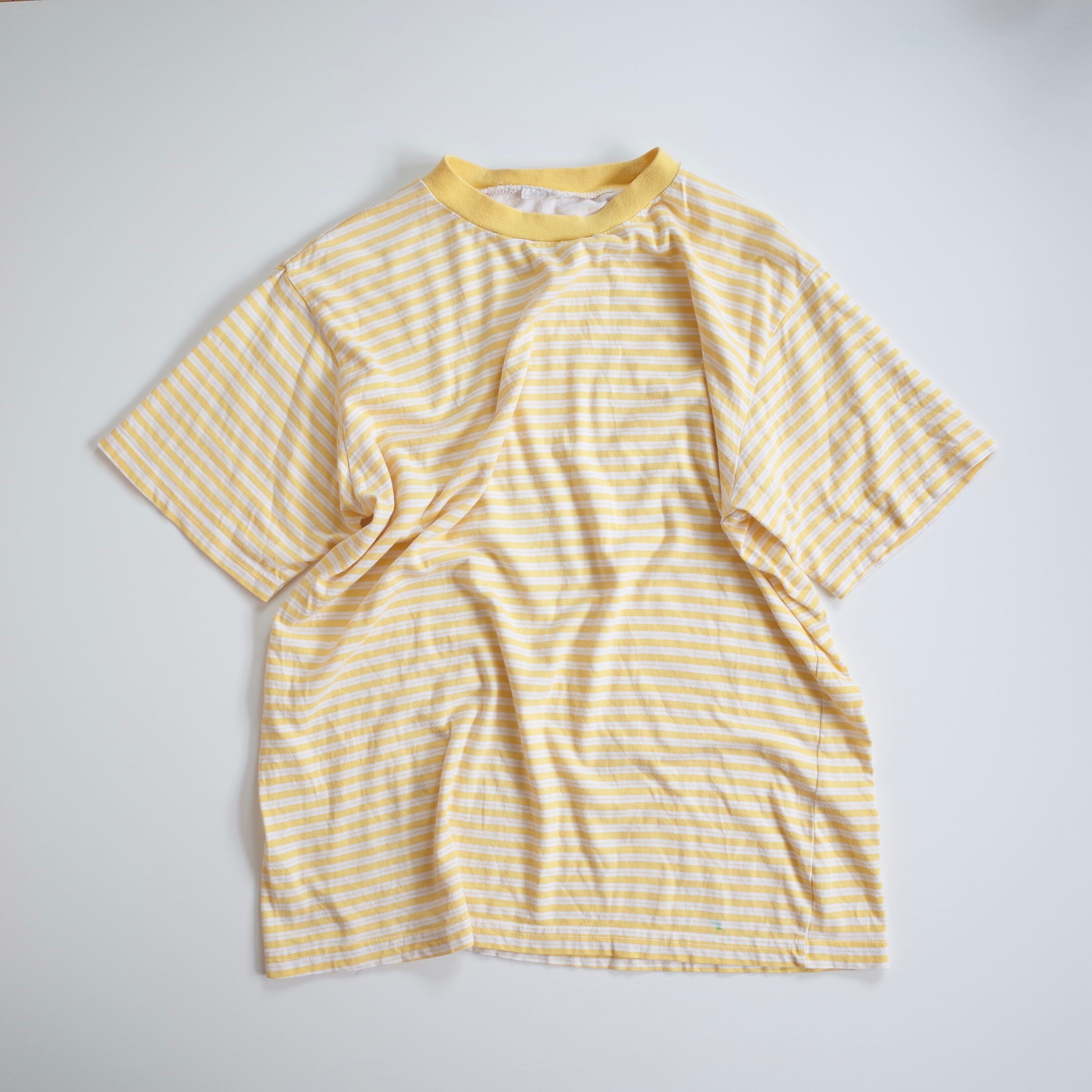 Euro border tee "yellow×white"