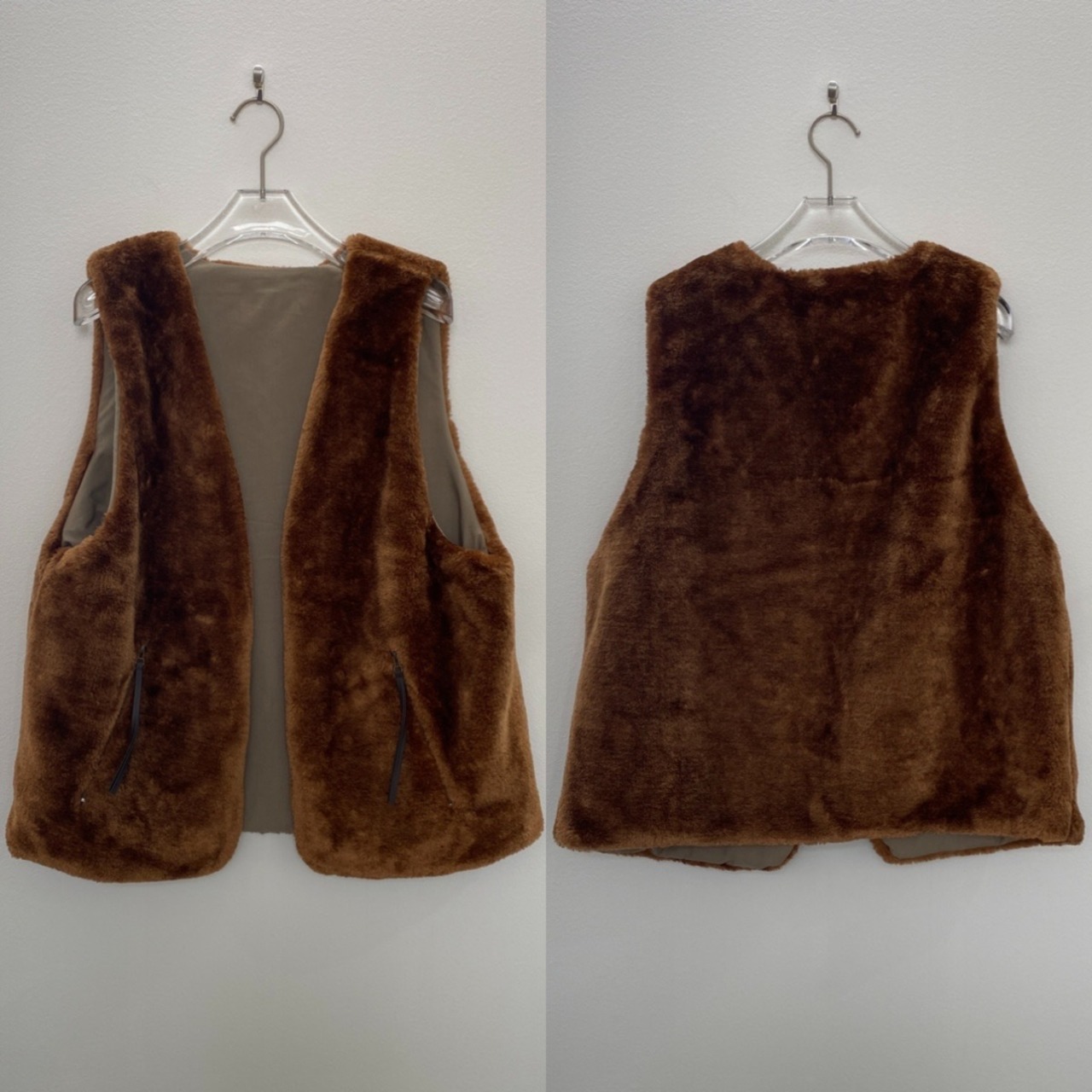 コンパクトエコファーvest/キャメル