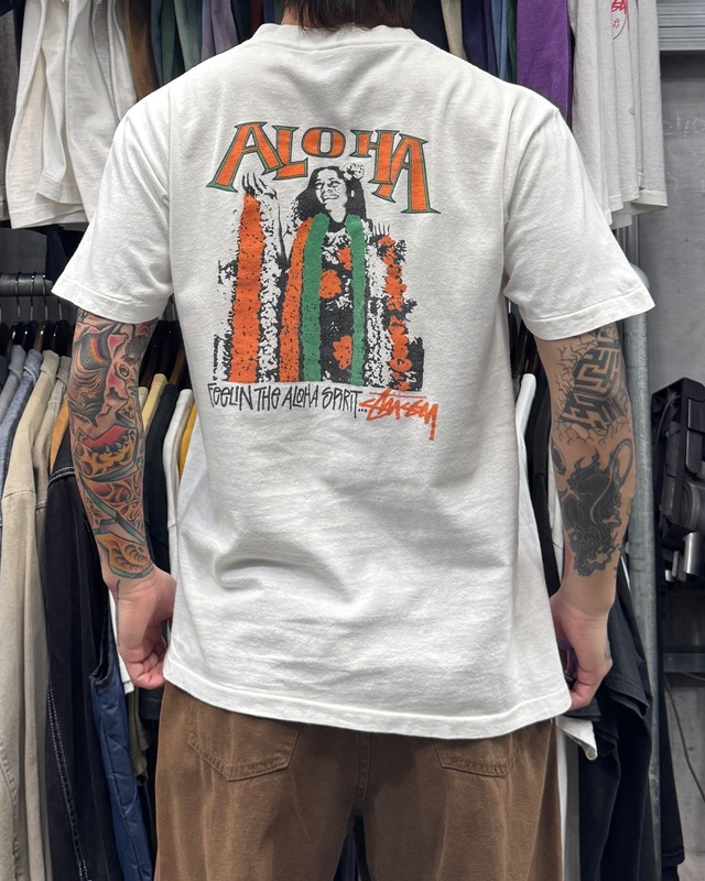 【Special!!】90’s old stussy ALOHA Design Tee “黒タグ” “FeeLiN’ THe ALDHA SPIRT...”【高円寺本店】