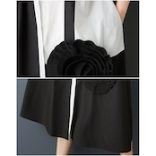 カラーブロック 花モチーフ ワンピース 30198