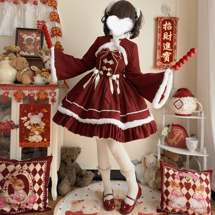 夢かわいい ふわふわ ファッション セットアップ ツーピース