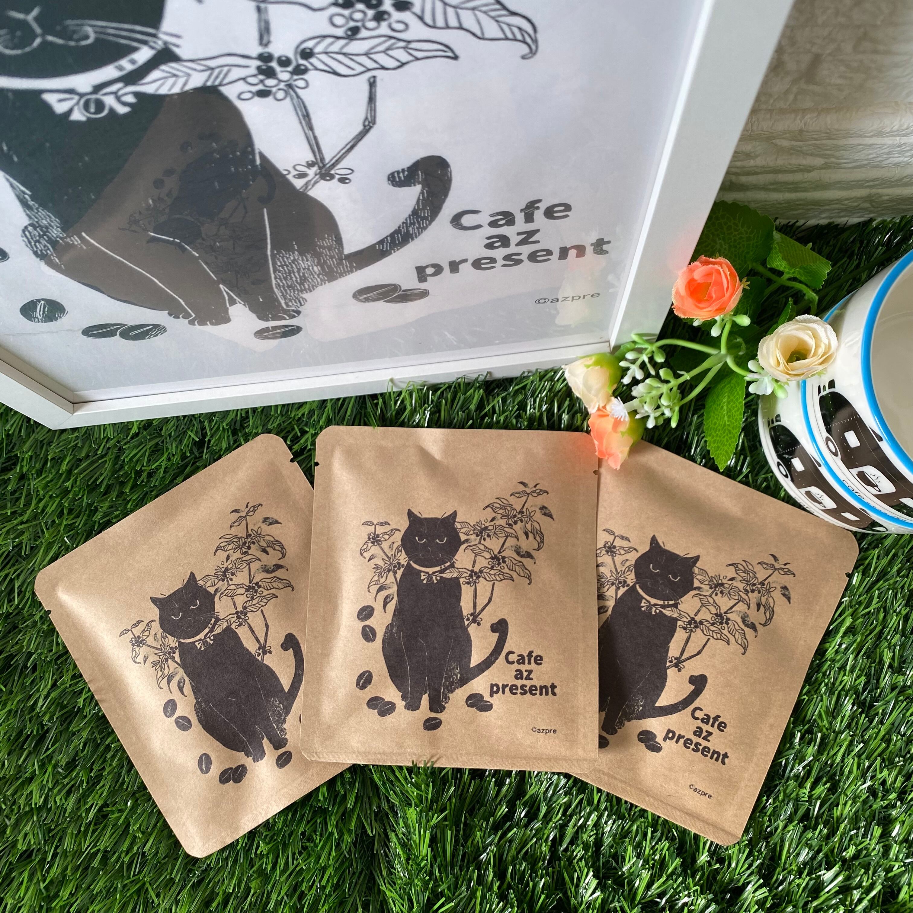 猫ラベルクラフト(中煎り) 3個セット azpresent ドリップバッグ珈琲