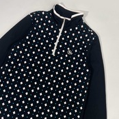 adabat アダバット 総柄 ハーフジップ 長袖シャツ カットソー 40/ブラック レディース ゴルフ