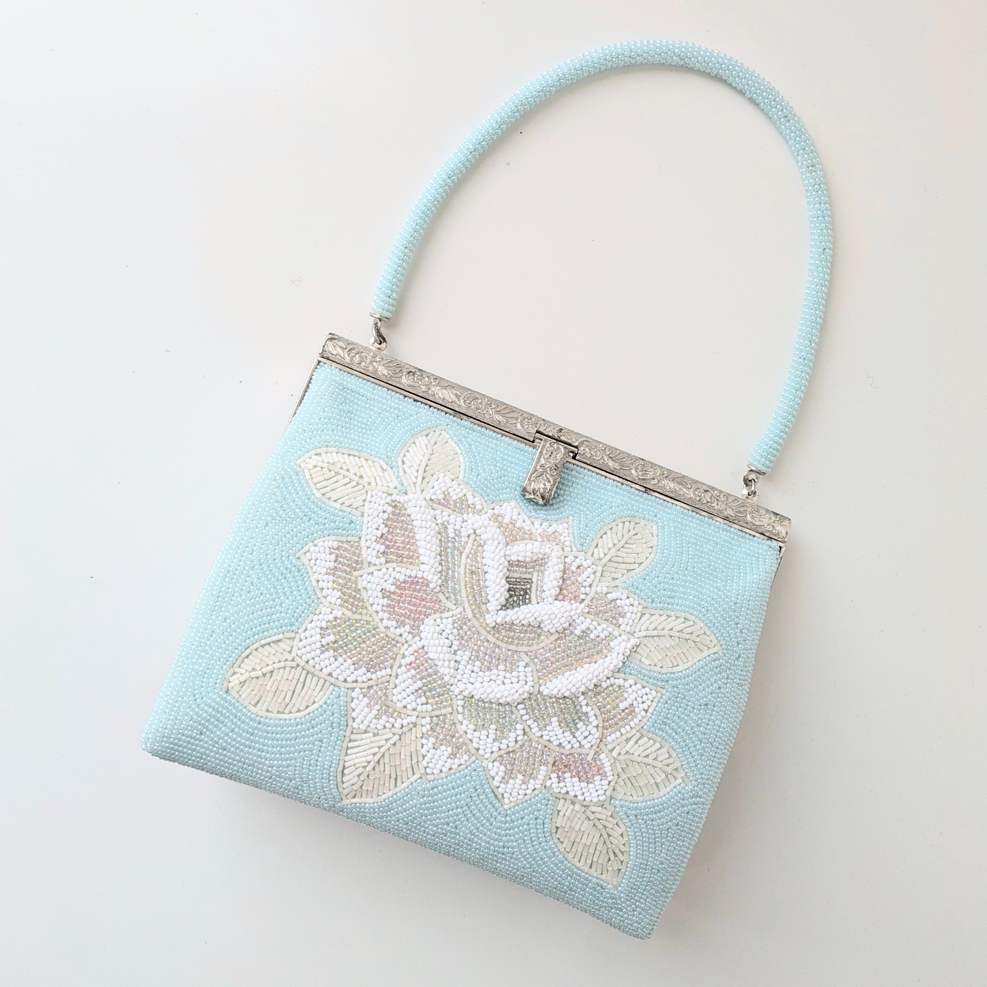 極美品☆希少☆総ビーズ和装・洋装バック花柄　ワンショルダーバック ワンショルダーバッグ レディース エコバッグ マザーズバッグ サブ