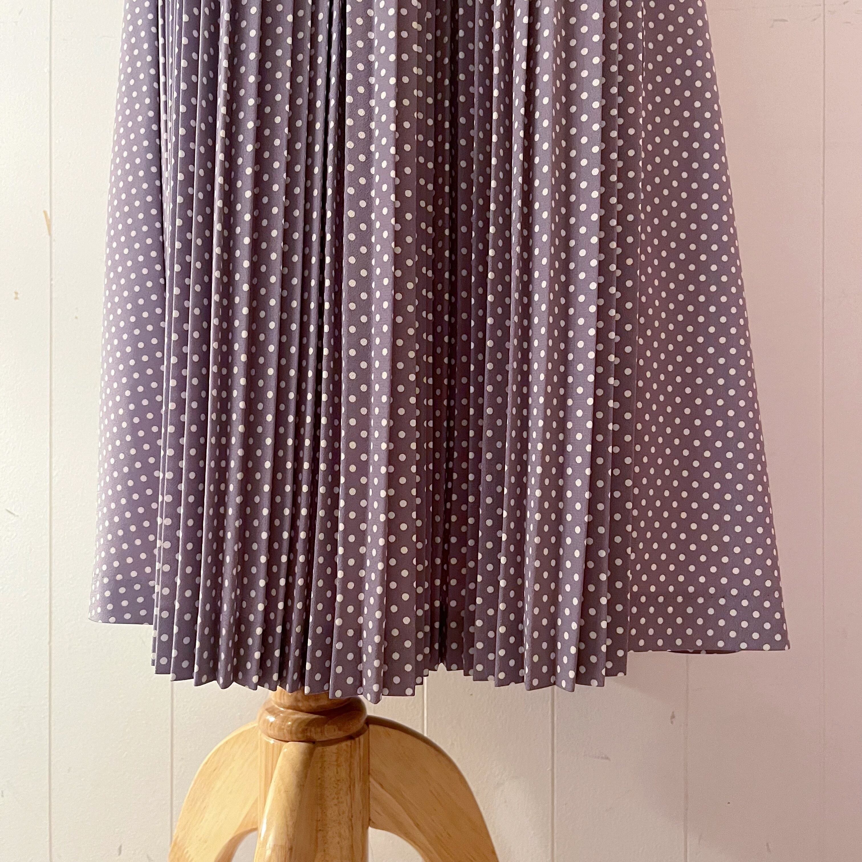 side ribbon dot pleats skirt