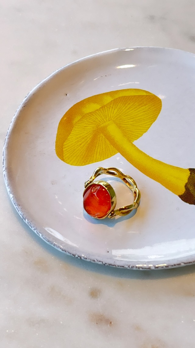 GOOSSENS Paris -Cabochons oval ring-: Orange tinted crystal,